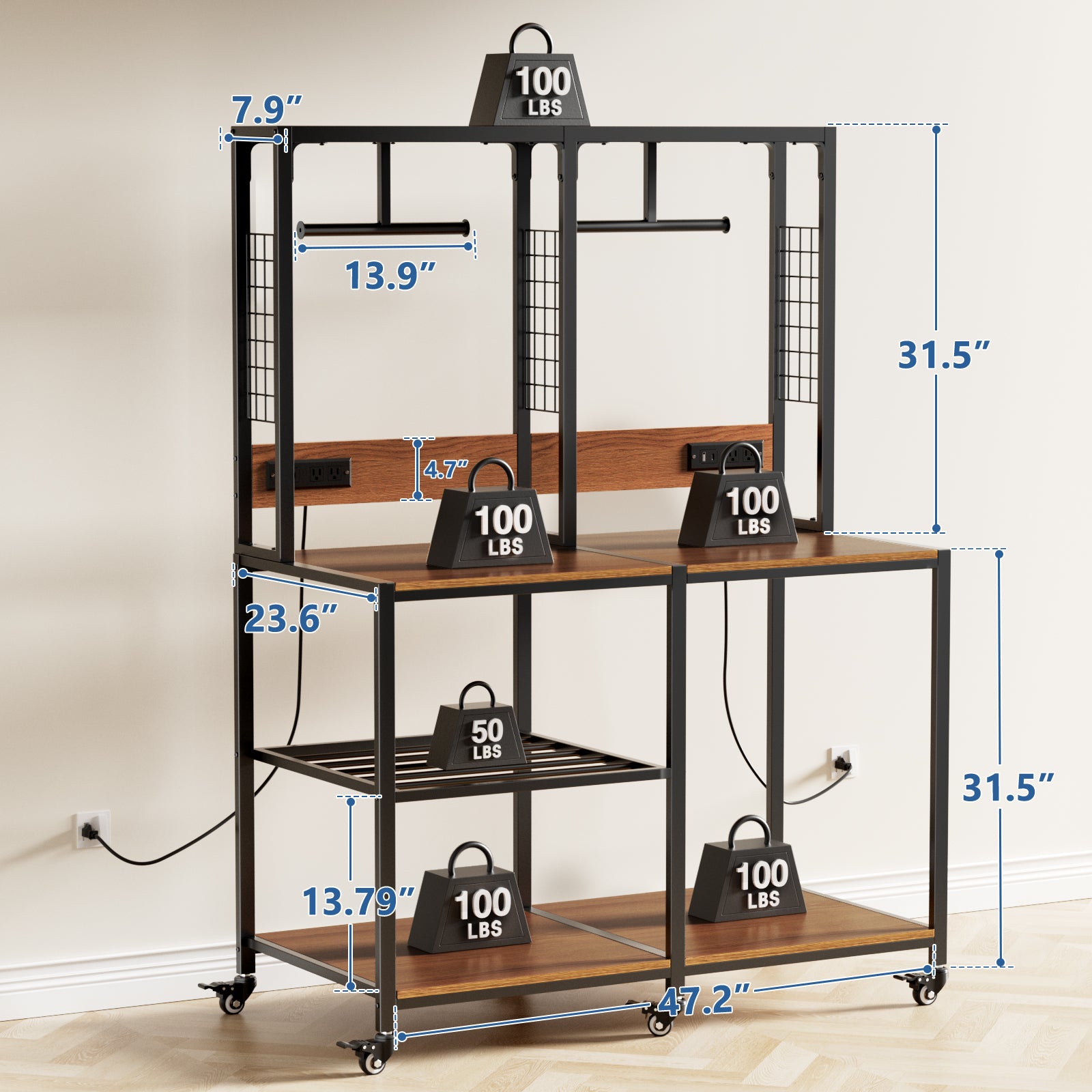 Double 3D Printer Stand With Filament Storage, Heavy-Duty Metal Frame Dual 3D Pr