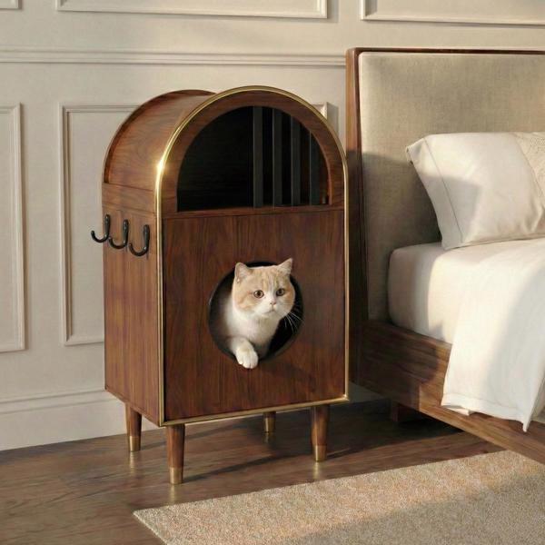 Cat Litter Box Enclosure , 2-in-1 Condo Cat Bed, Cat Shelter Furniture With Two-