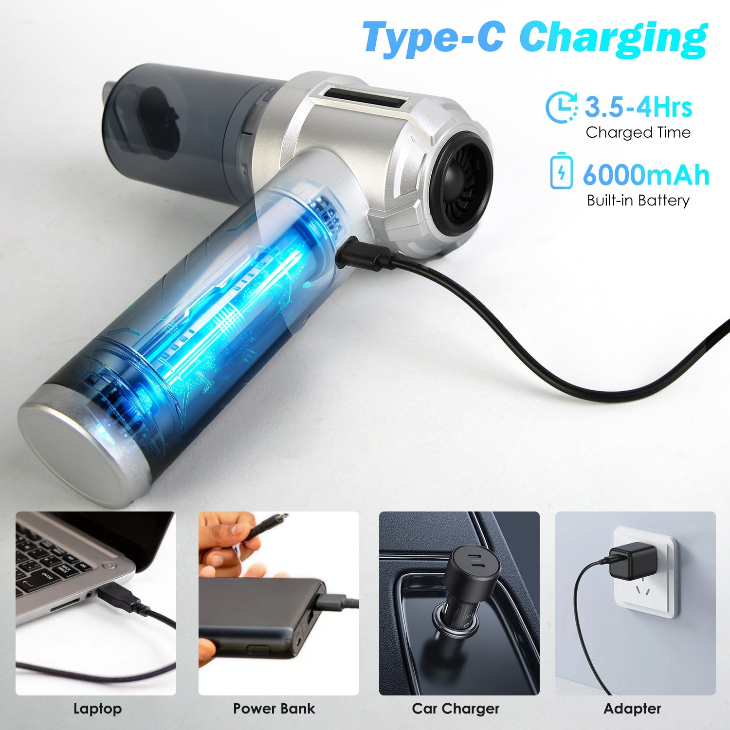 1Pc Cordless Car Vacuum Cleaner Portable Handheld Vacuum With 20000PA Suction Br