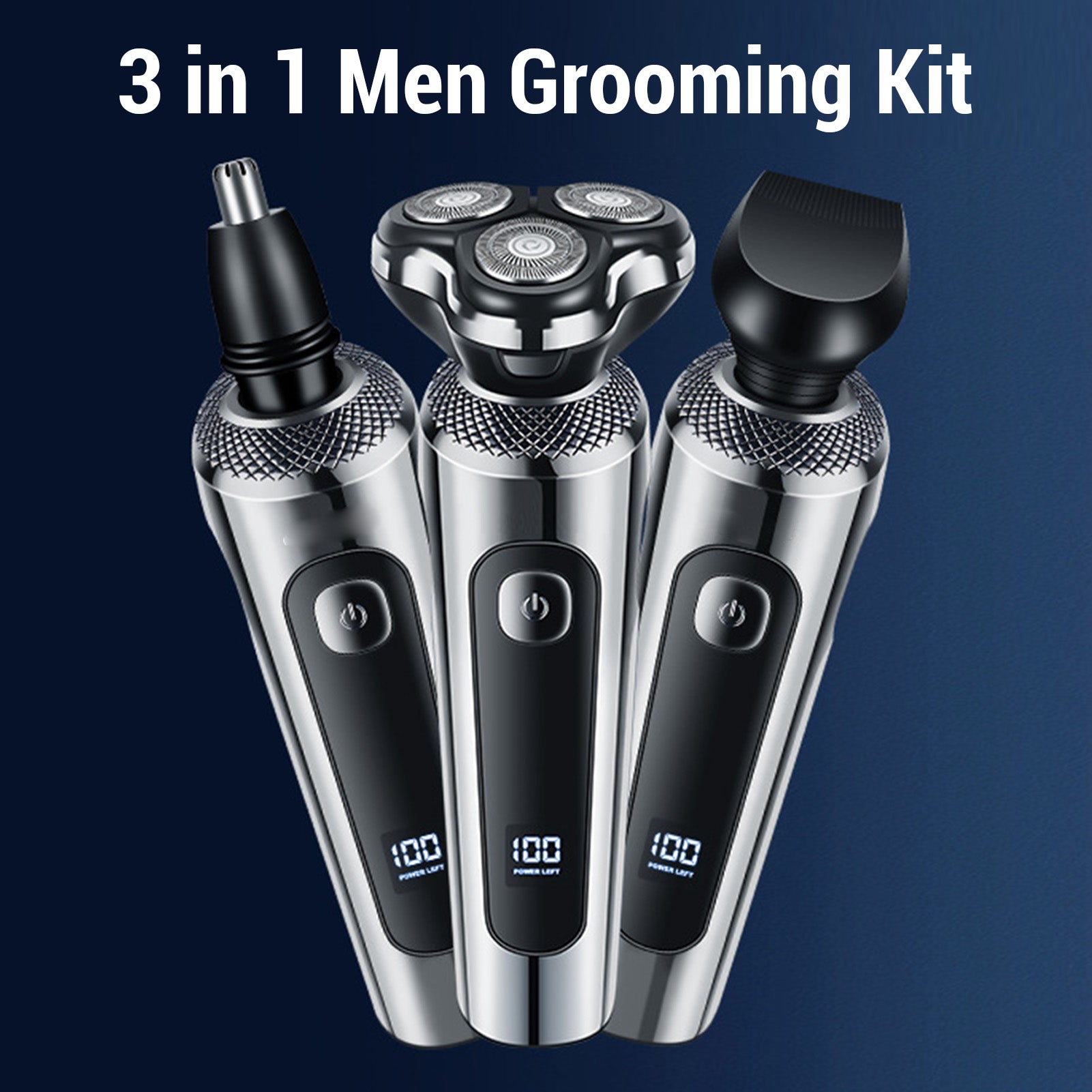 3 In 1 Men Grooming Kit IPX7 Water Proof 3D Floating Beard Hair Trimmer Kit For 