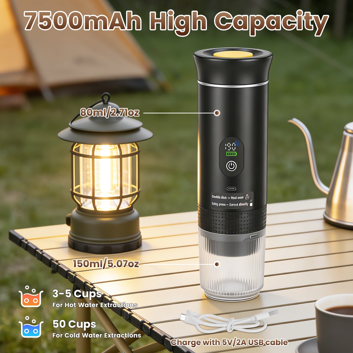 3 In 1 Portable Espresso Machine Cordless Mother Day Self Heating Coffee Maker W