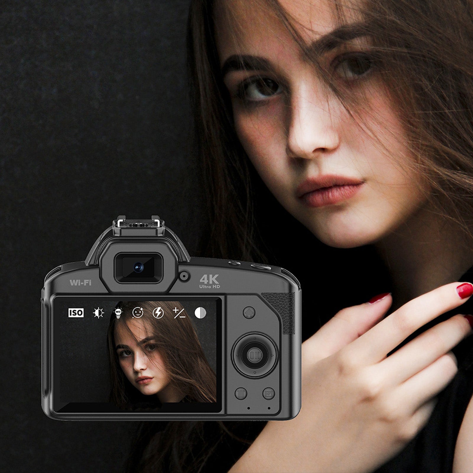 Digital Camera 3 Inch IPS Screen 4K 64MP 16x Digital Zoom Night Vision Wireless 