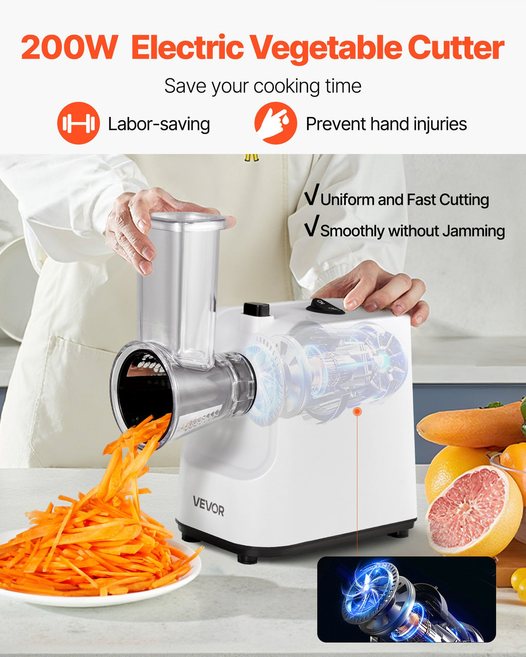 Electric Cheese Grater Salad Maker, 200W Salad Shooter, Electric Vegetable Slice