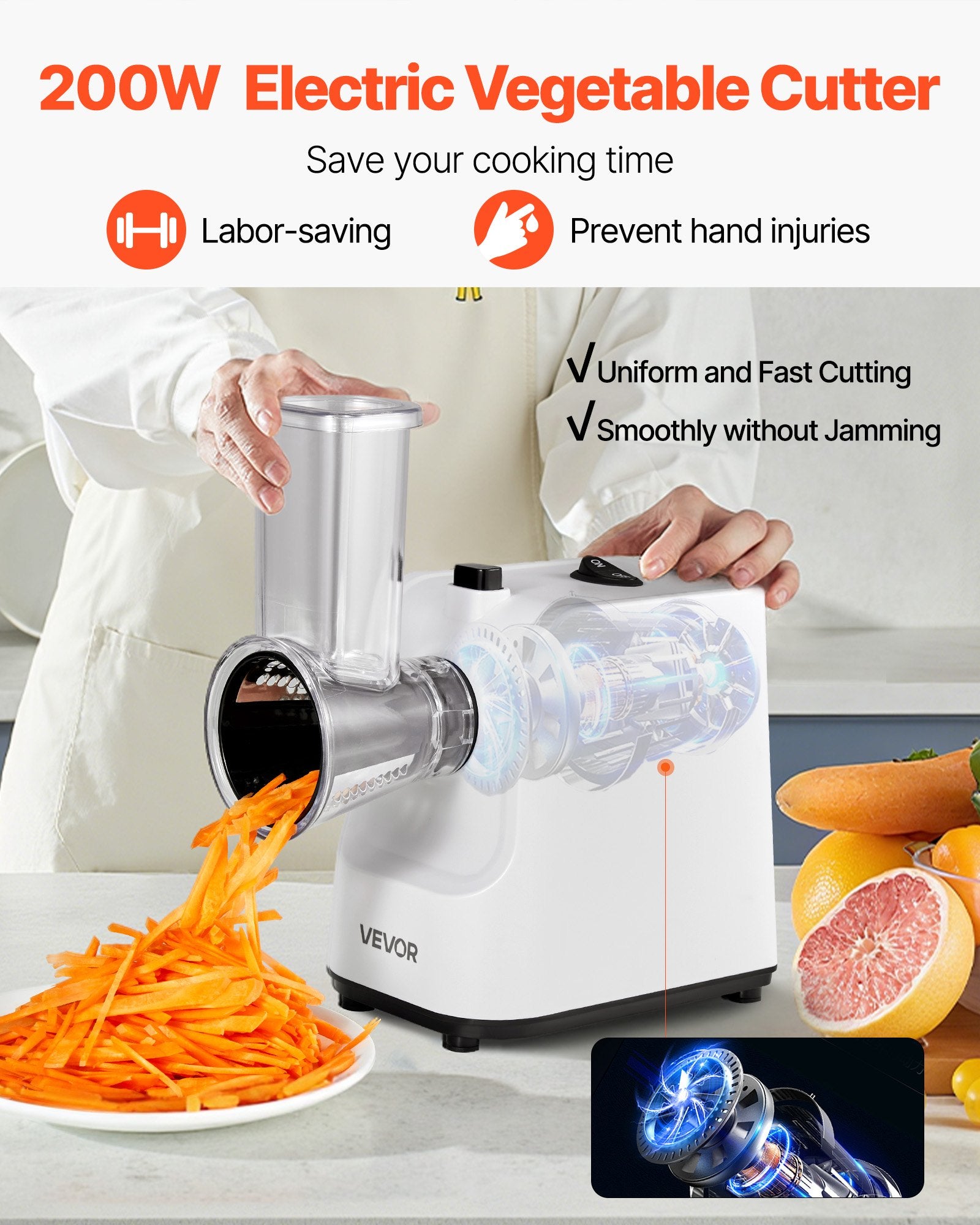 Electric Cheese Grater Salad Maker, 200W Salad Shooter, Electric Vegetable Slice