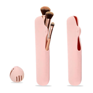 Travel Makeup Brush Holder, Beauty Blender Holder ,Silicone Make Up Brush Organizer Case With Makeup Sponge Holde,Soft & Sleek Cosmetic Pouch For Makeup Tools & Toiletry