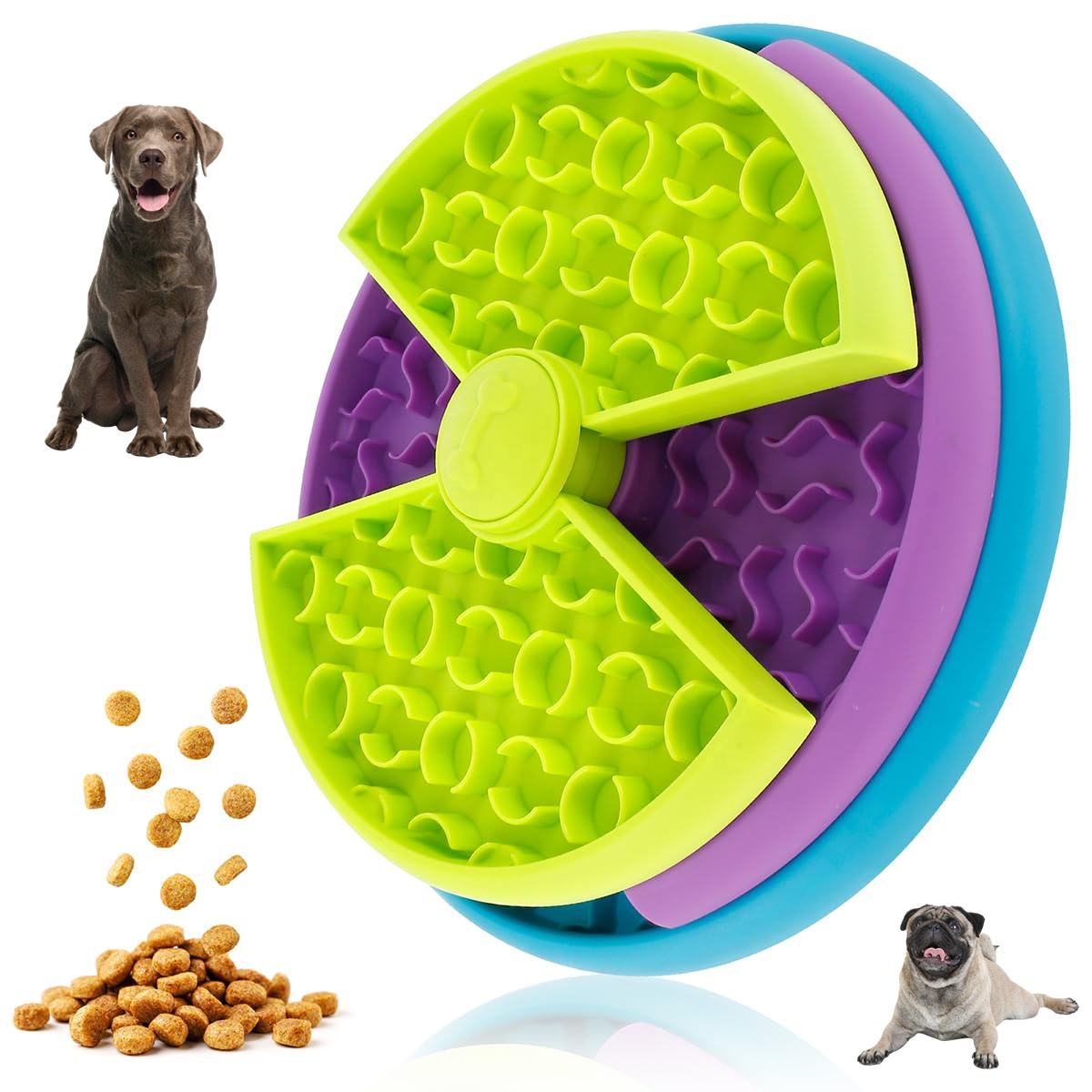 Pet Slow Food Bowl Anti Choking Cat Bowl,3in1 Interactive Dog Feeder Puzzle, Lic