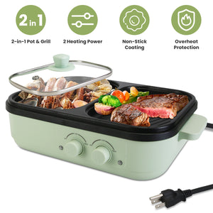 Electric Hot Pot With Grill 2-in-1 Hot Pot And Frying Pan