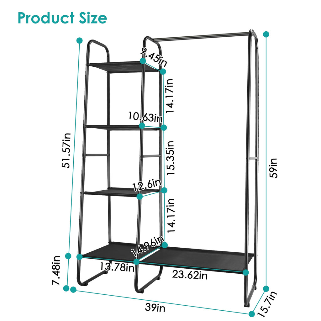 1Pc Metal Garment Hanging Rack Shoe Clothing Organizer Shelves Freestanding Clot