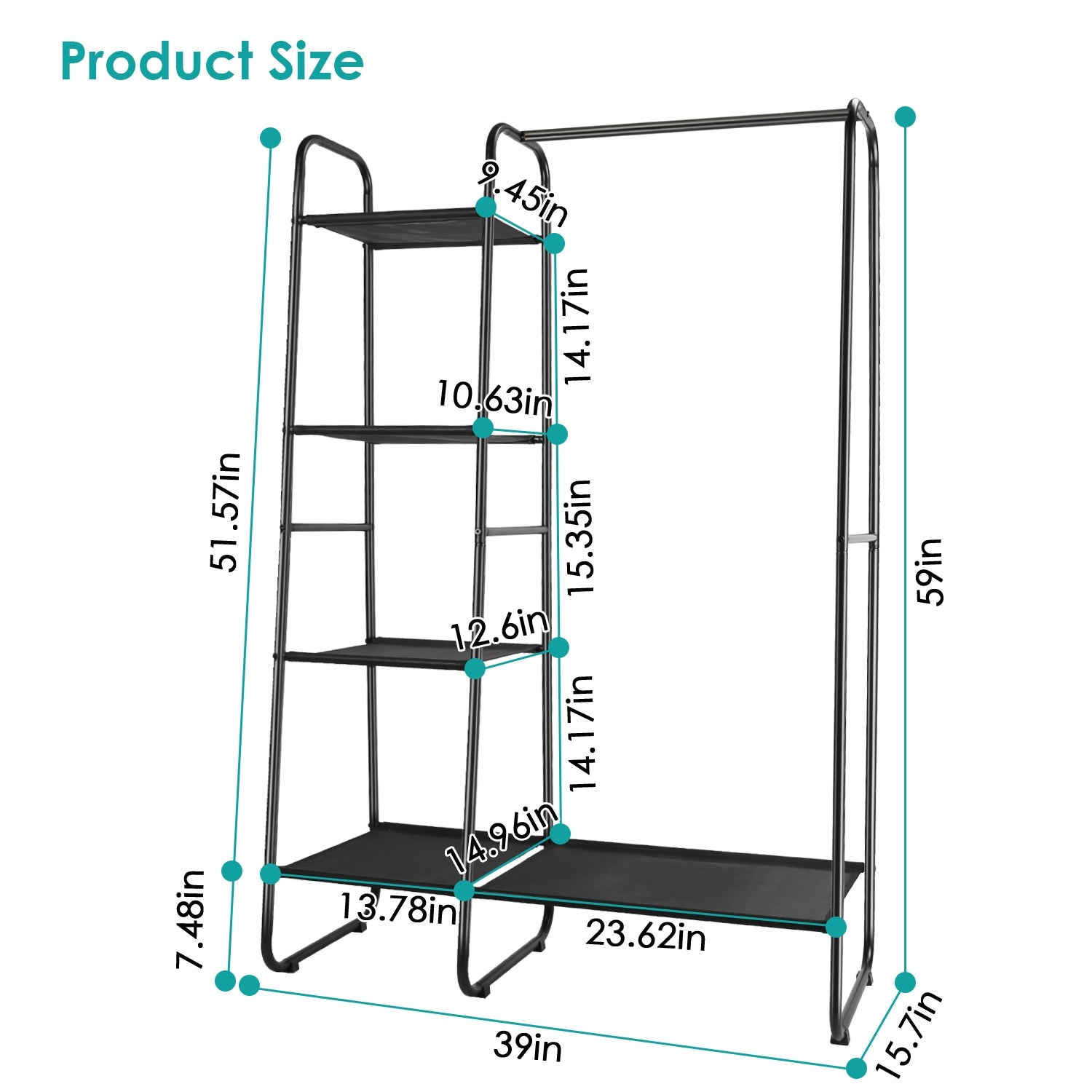 1Pc Metal Garment Hanging Rack Shoe Clothing Organizer Shelves Freestanding Clot