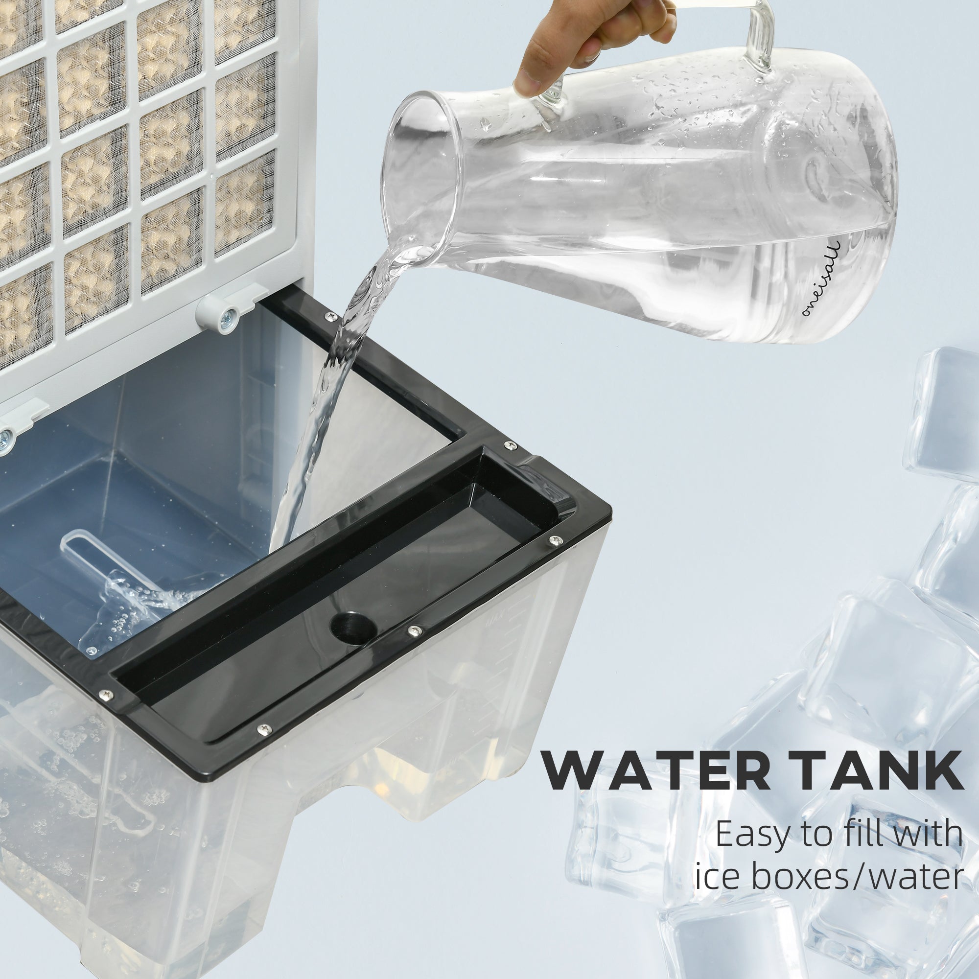 32" Evaporative Air Cooler With 3.2 Gal Water Tank, 60° Oscillating, 3-In-1 Ice 