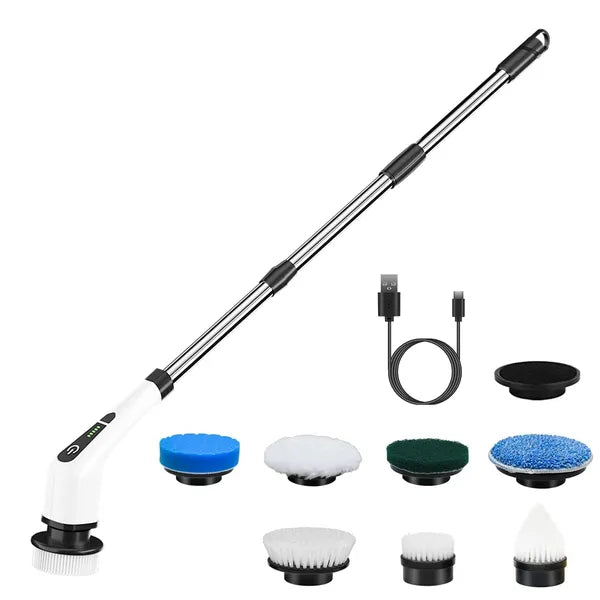 Electric Spin Scrubber Cordless Rechargeable Telescopic Cleaning Brush 8 Replace
