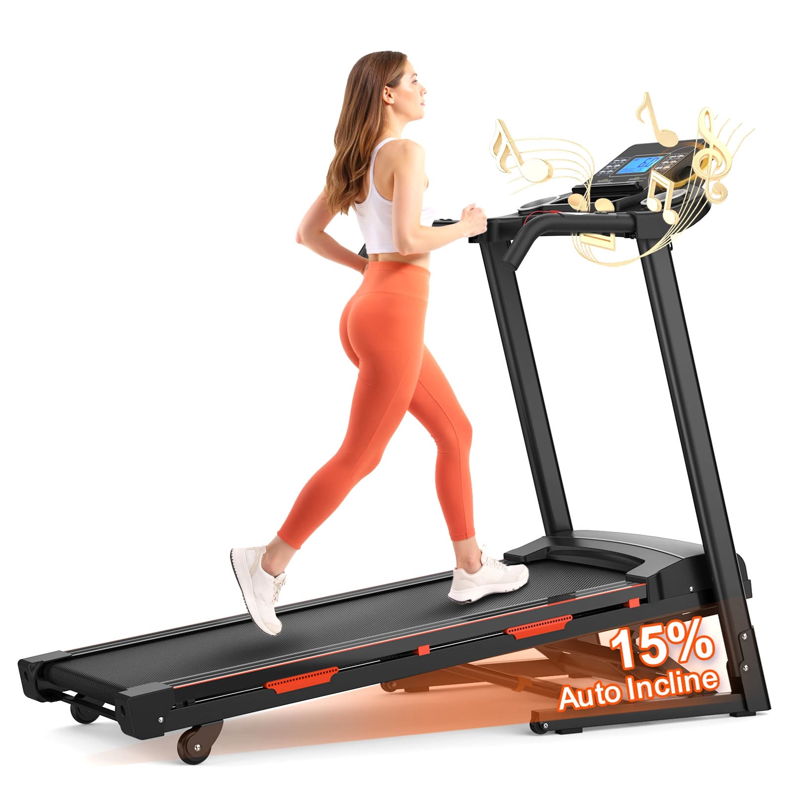 15% Auto Incline Treadmills 400LBS Heavy Duty Capacity 3.25HP Folding Electric T