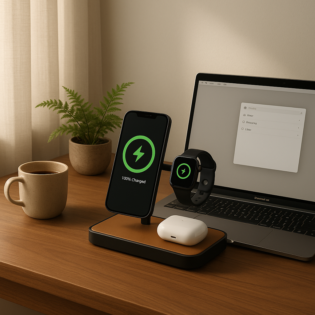 Charge One on a morning workspace