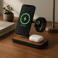 Charge One on a walnut desk with morning light
