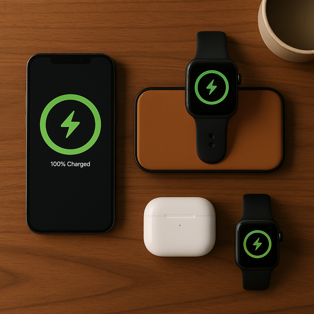Charge One top-down flat lay