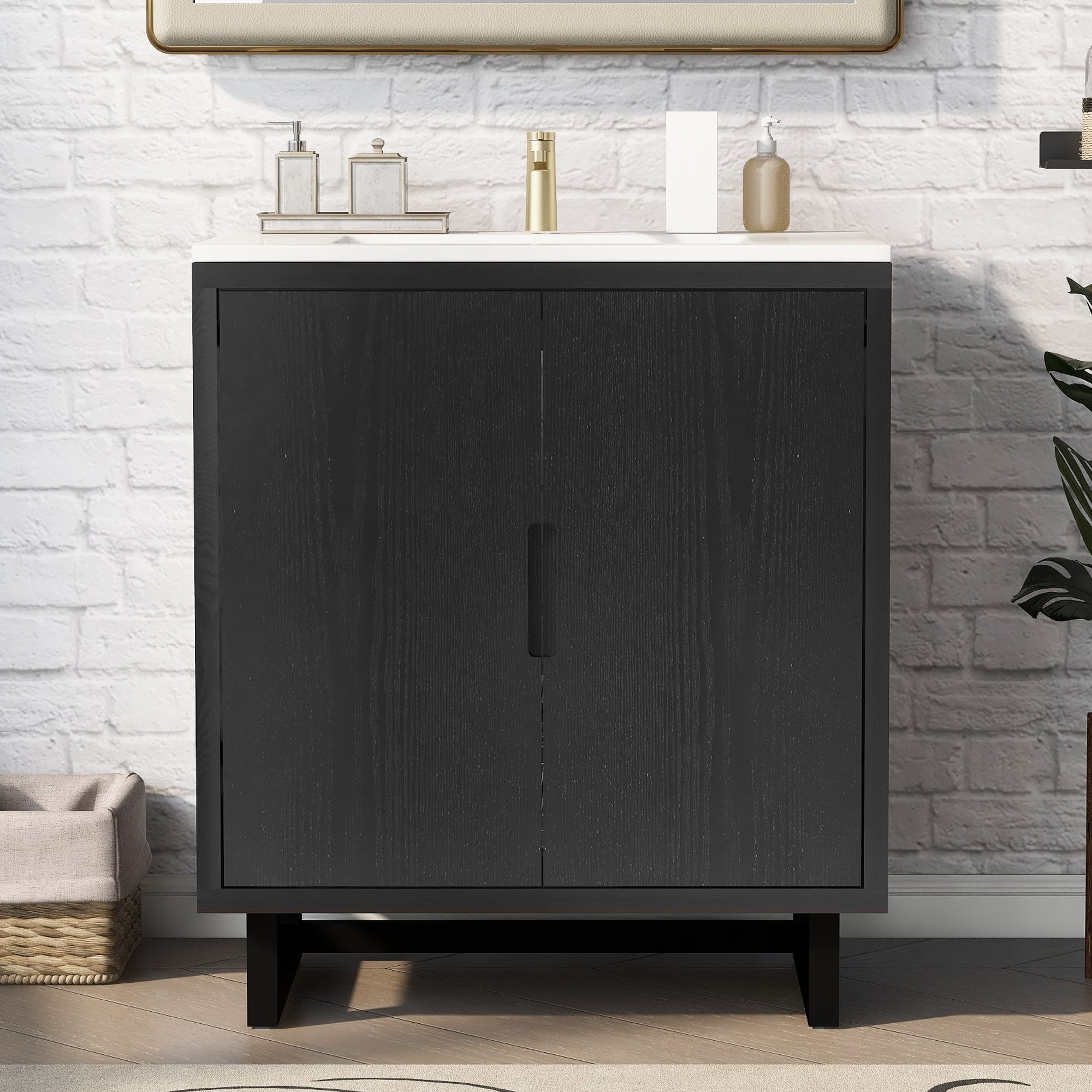 30  Bathroom Vanity Set With Sink, Combo Cabinet, Bathroom Storage Cabinet, Soli