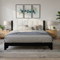 Queen Size Bed Frame Black White Pine Manufactured Wood 82.7x 69.7 6-8 Mattress 