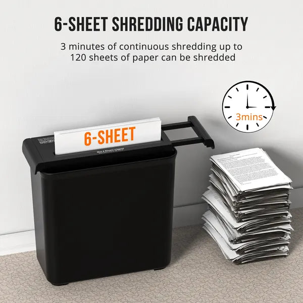 Small Paper Shredder For Home, 6 Sheet Strip Cut Paper Shredder Without Basket,P