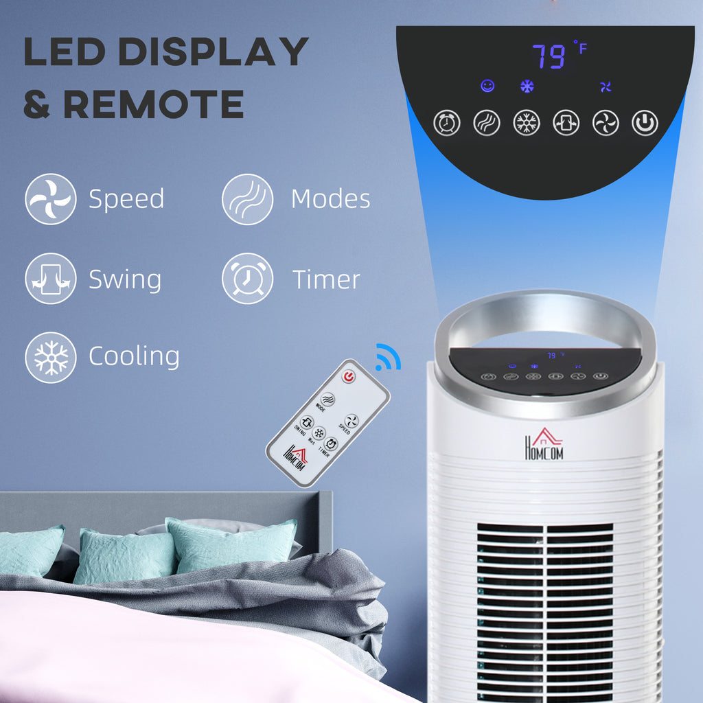 40" Portable Oscillating Air Cooler Fan For Home Office, 3-In-1 Standing Ice Flo