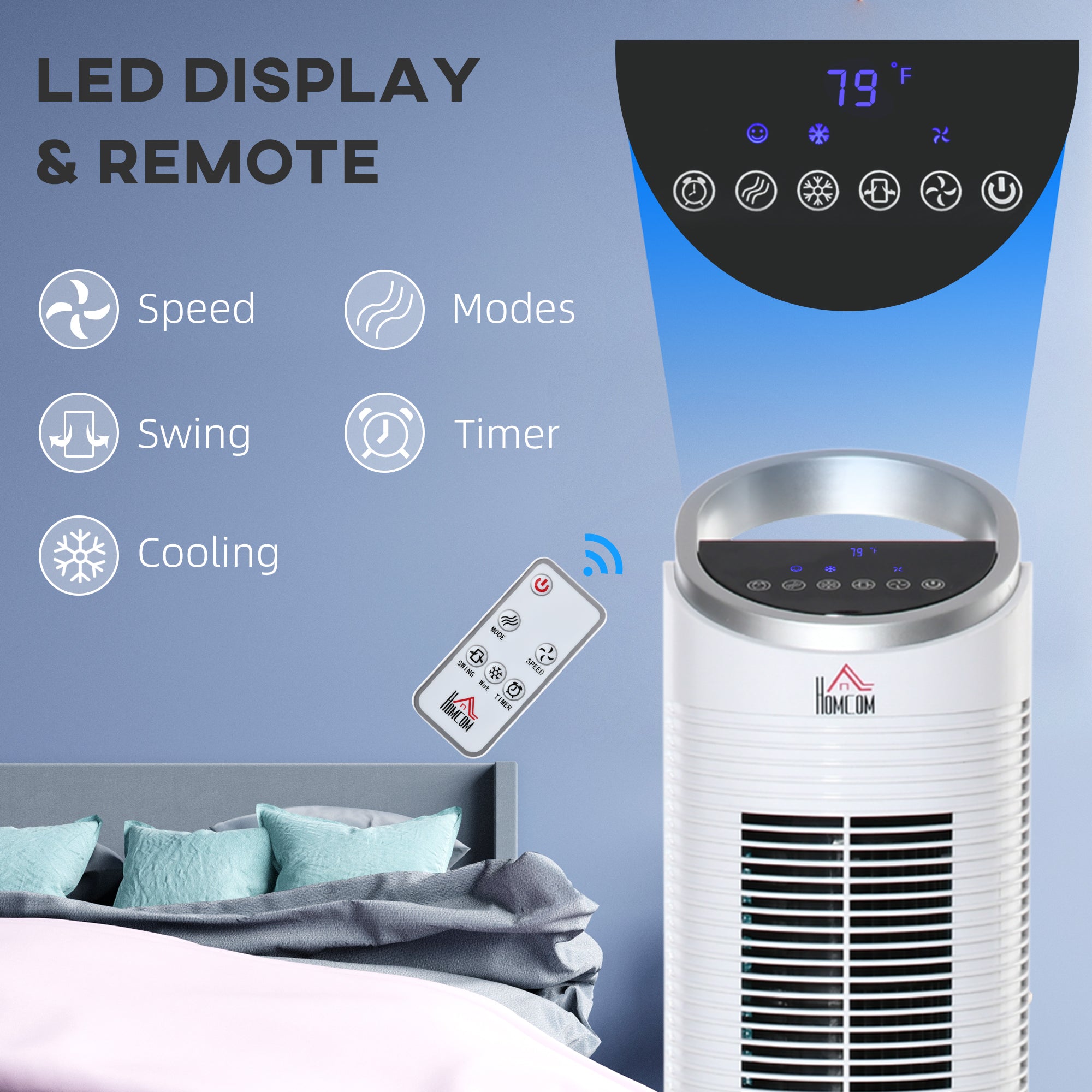 40" Portable Oscillating Air Cooler Fan For Home Office, 3-In-1 Standing Ice Flo