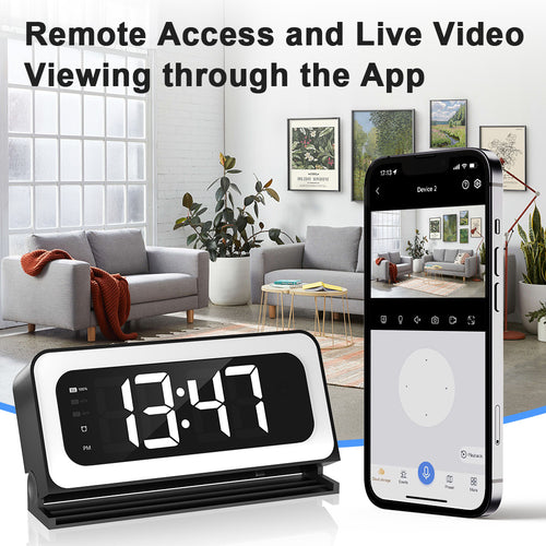 3MP Black Color Wireless Wifi Alarm Clock Camera Video Recording Home Baby Monit