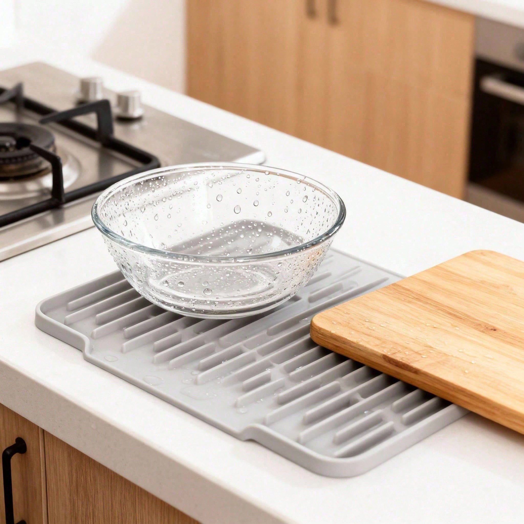 Non Slip Large Silicone Dish Draining Mat, Heat Resistant Sink Liner Countertop 