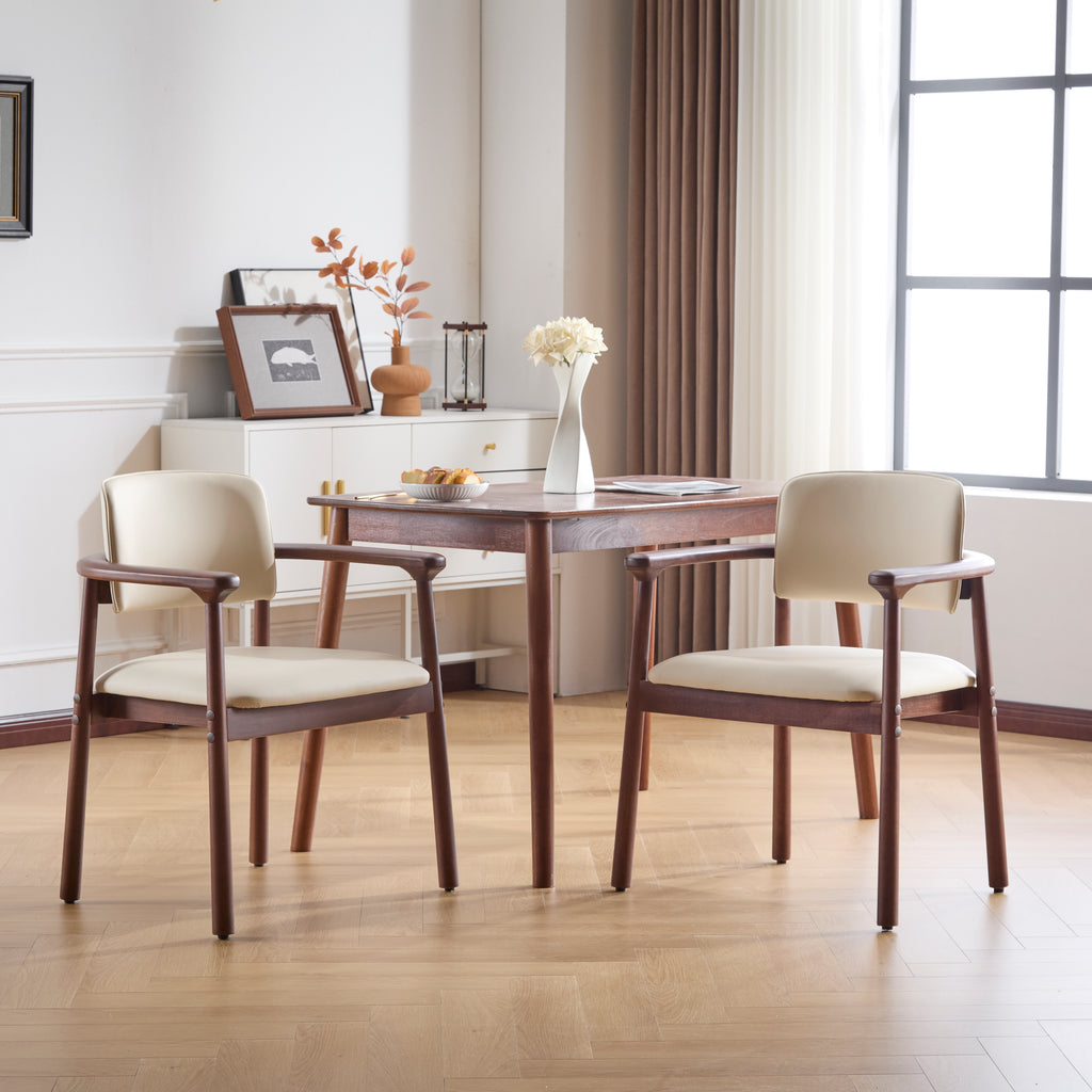 2 - Pack Dining Room Chairs, Sturdy Rubber Wood, Comfortable PU Foam Seat, Ideal