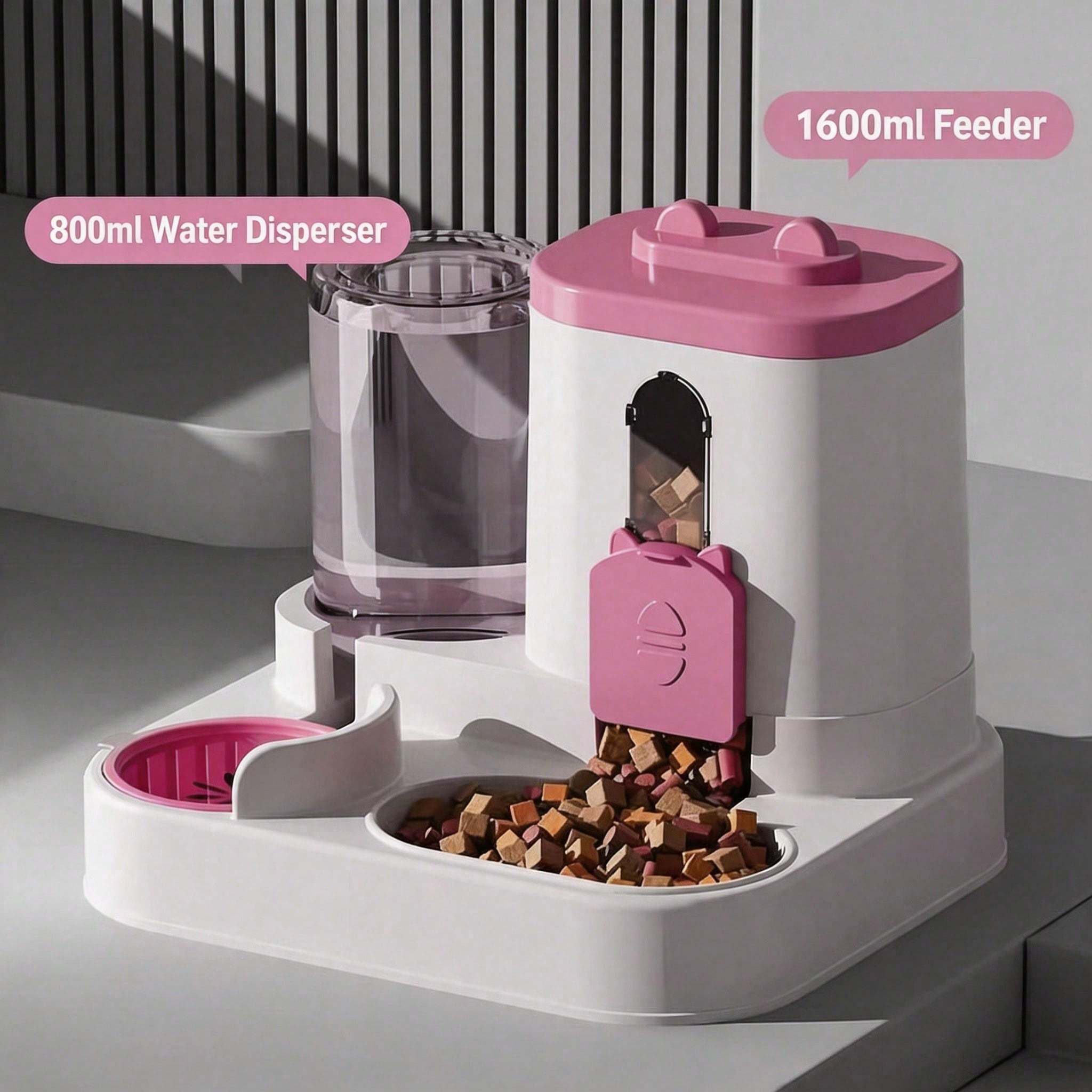 4 Colors Gravity Pet Feeder Water Dispenser Cute Cat Shaped Automatic Food Water