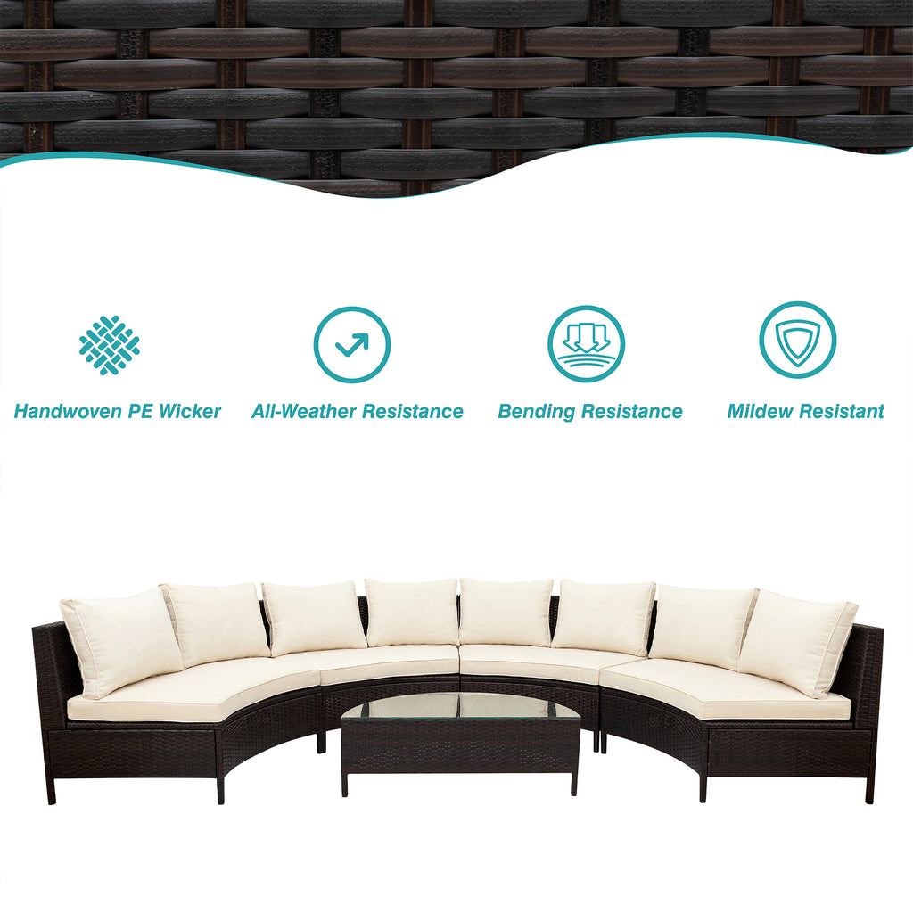 TOPMAX 5 Pieces All-Weather Brown PE Rattan Wicker Sofa Set Outdoor Patio Sectio