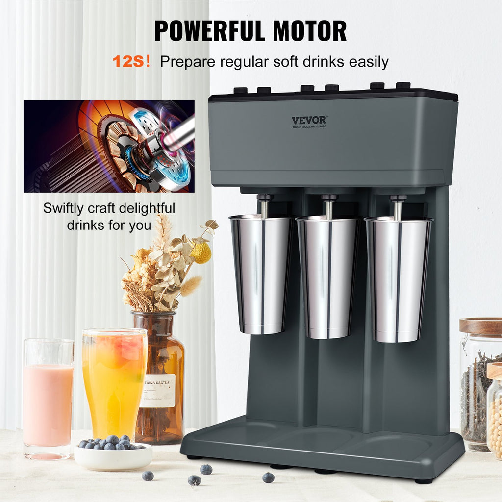 Milkshake Maker, 375W X 3 Electric Milkshake Machine, Triple Heads Drink Mixer B