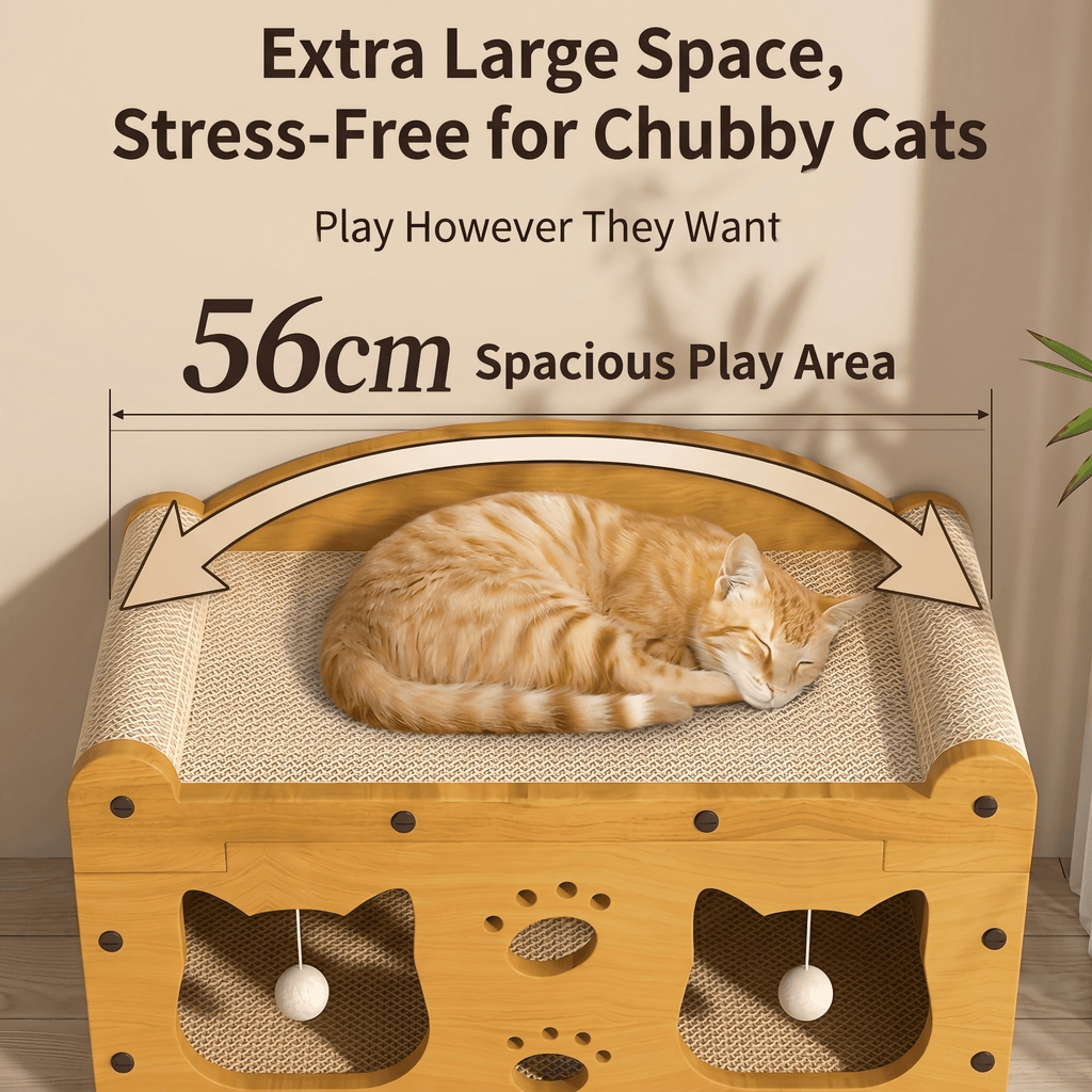 Multi-Style Double-Layer Cat Scratcher House, 2-Tier Large Cat Villa Bed With Co
