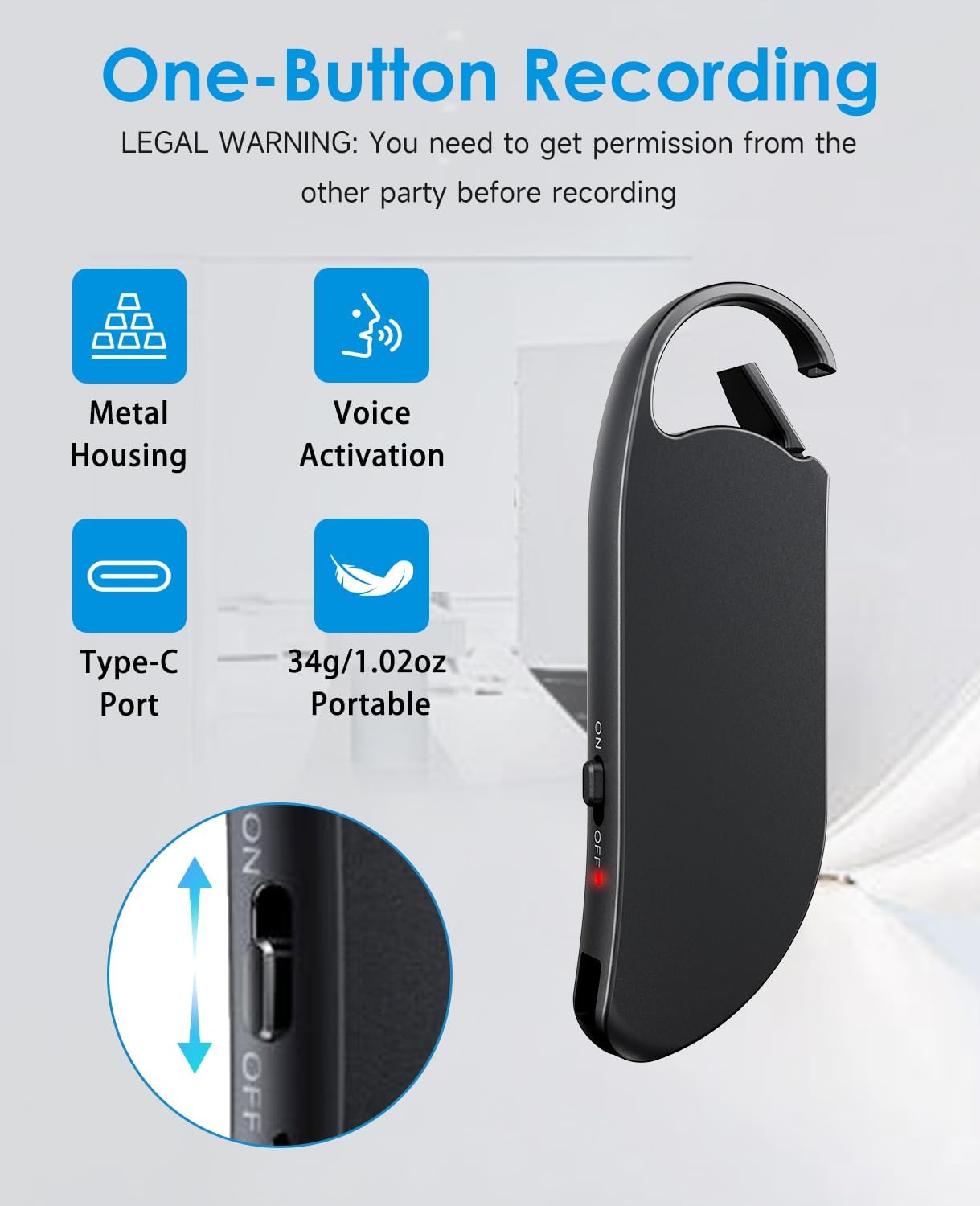 Digital Voice Recorder, 64GB Voice Activated Recorder With Noise Reduction For W