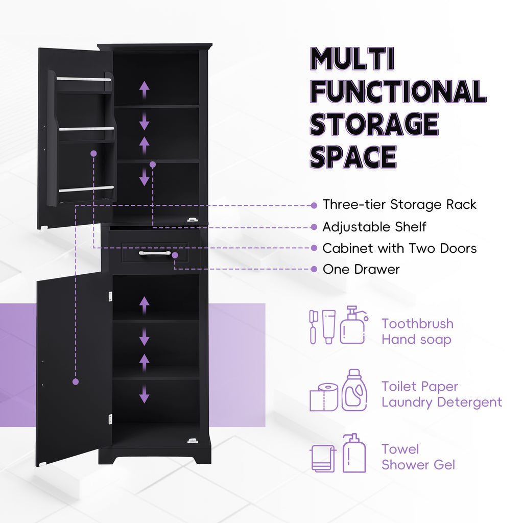 Tall Bathroom Storage Cabinet, Freestanding Storage Cabinet With Two Doors And A