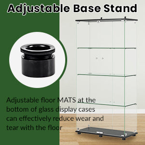 Glass Display Cabinet With 4-Shelf Double Doors And Lock, Curio Cabinet 5mm Temp
