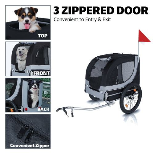 Large Folding Bike Trailer For Dogs-100LB Capacity All-Terrain Pet Carrier, Dura