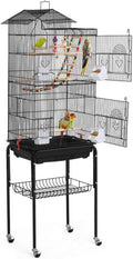 Bird Cage 64'' Medium Small Parrot Parakeet Bird Cages with Detachable Rolling Stand for Parrot Lovebirds Finches Parakeets Budgie Parrotlet Conures, Pet Flight Birdcage