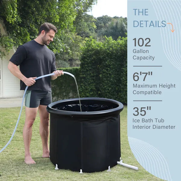 XXL Ice Bath Tub, 102 GL Cold Plunge Tub, Portable Plunge Pool, Multi-level Port
