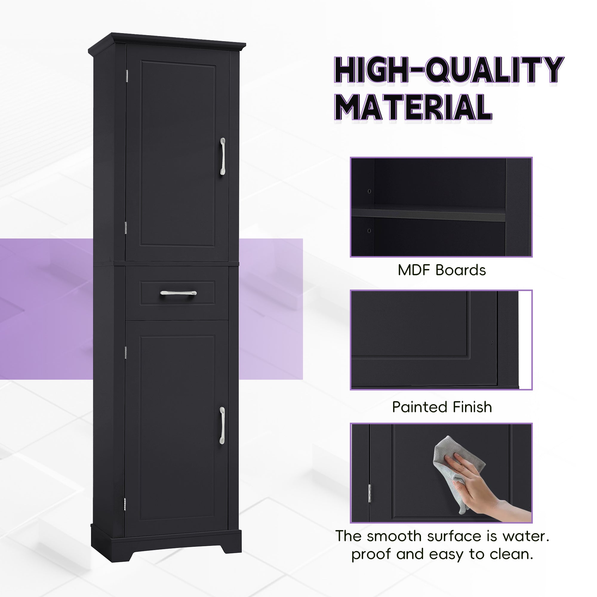 Tall Bathroom Storage Cabinet, Freestanding Storage Cabinet With Two Doors And A