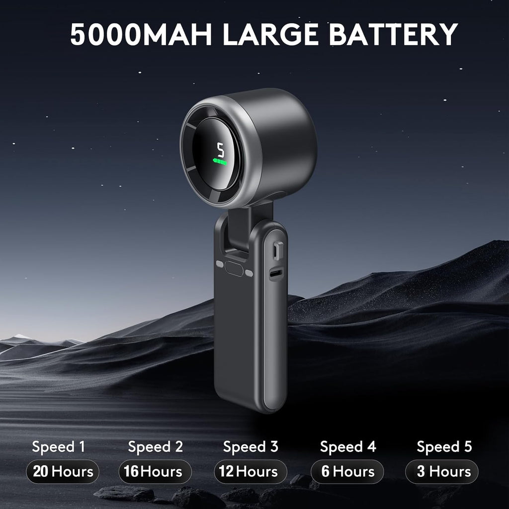 3 IN 1 Portable Handheld Turbo Fan, 5 Gear Wind,2500mAh Battery Operated