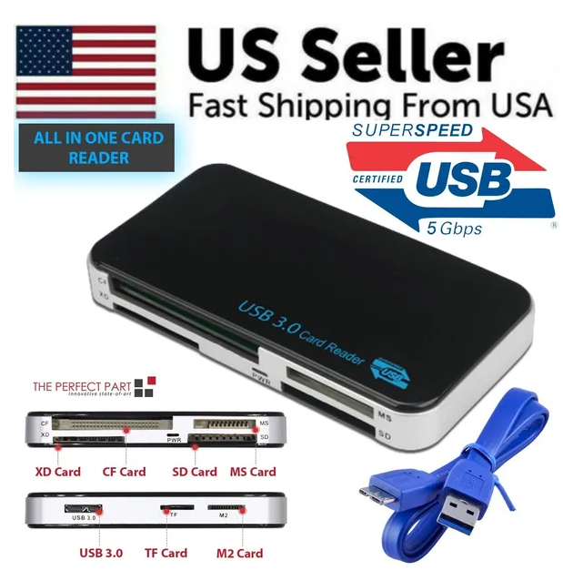 USB 3.0 Memory Card Reader Adapter 5GBPS Fit For CF  TF  SD Micro SD XD M2 MS Ca