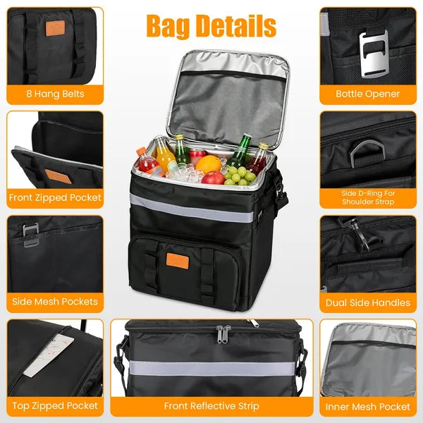 Portable Rolling Cooler Bag With Wheels And Side Handles Shoulder Strap 30L 50 C