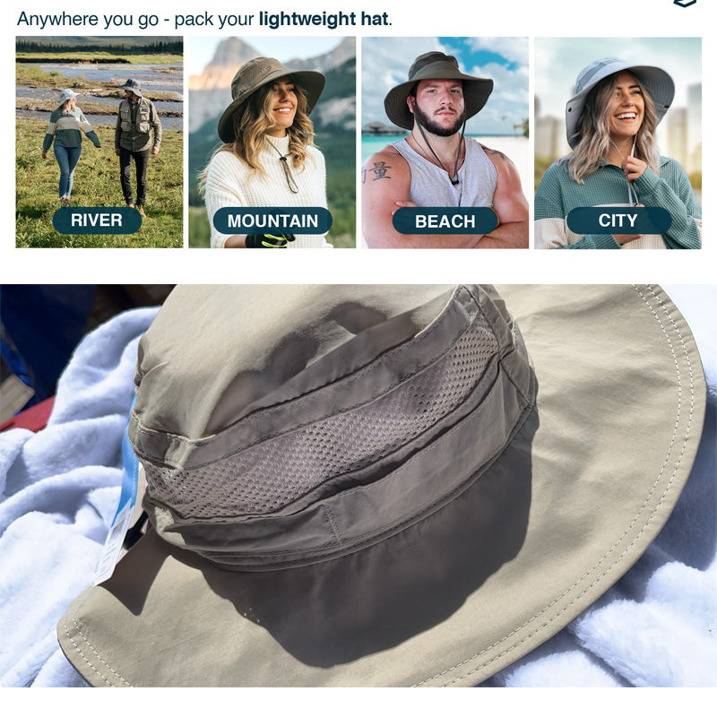 Breathable Wide Brim Sun Hat For Men & Women ,UV Protection Bucket Hat For World
