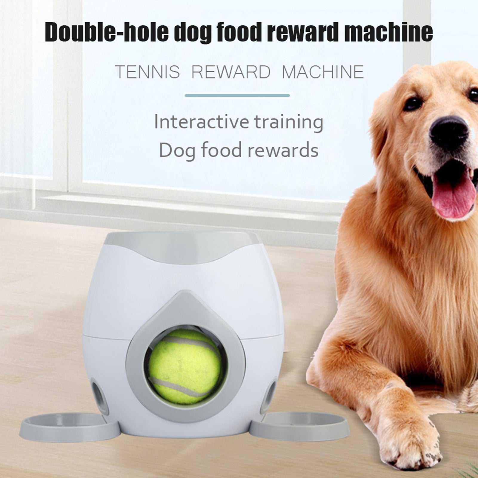 Automatic Pet Feeder Fetch Tennis Ball Dog Training Toys Interactive Throwing Ba