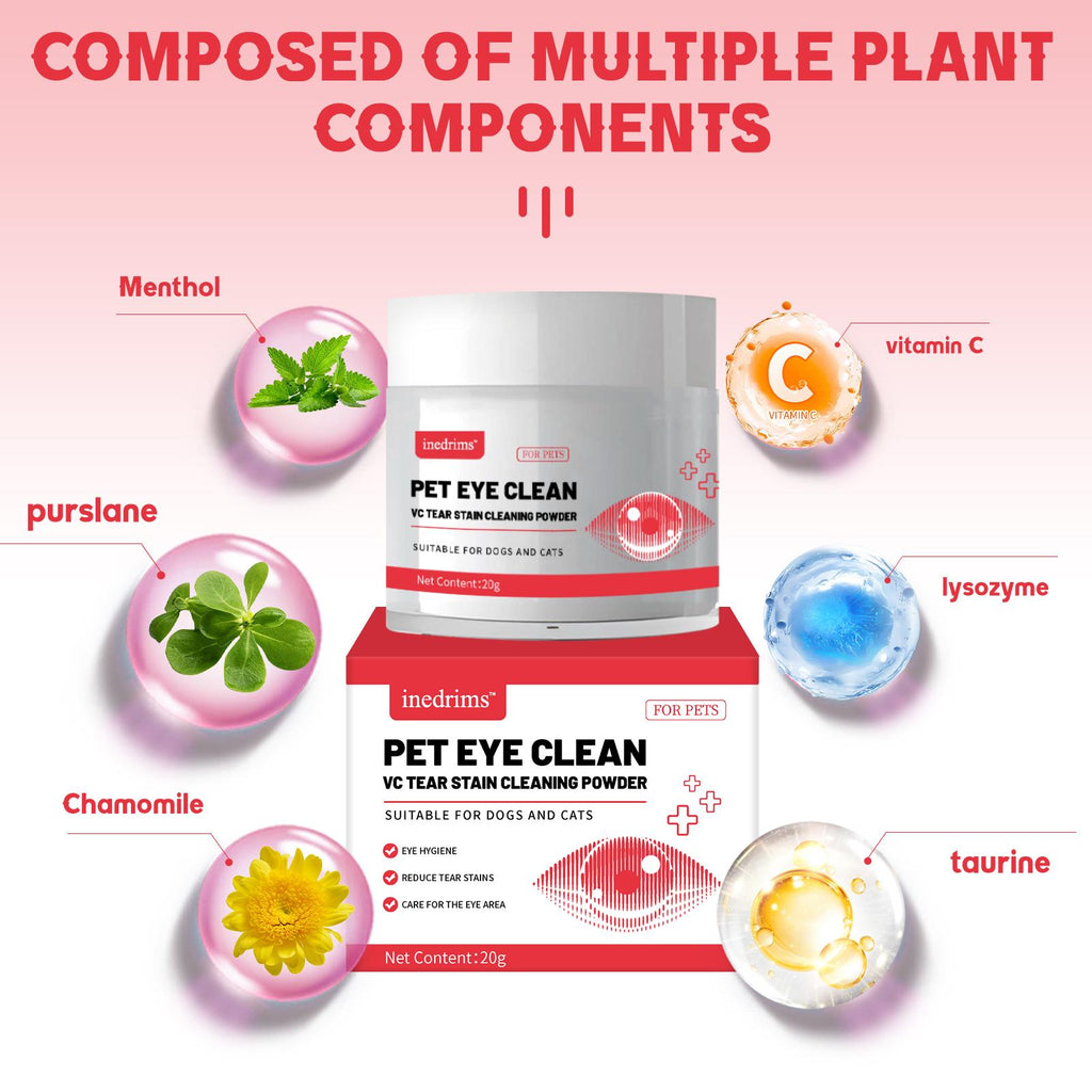 Pet Tear Stain Removal Powder - Natural And Gentle Formula, Eye And Fur Care, Te