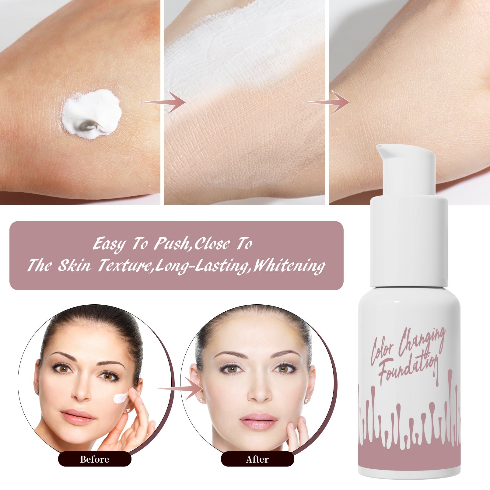 Color Changing Foundation,Color Changing Liquid Foundation Brightens And Lasts F