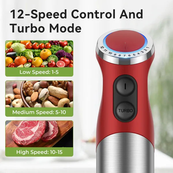 TENKER 5-in-1 Hand Immersion Blender, 1000W 12 Speed Handheld Blender, Copper Mo