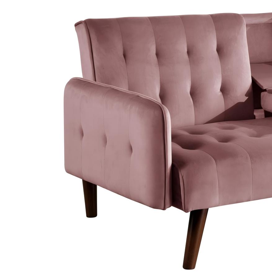 72   Sleeper Sofa Bed - Convertible Folding Backrest To Full Bed With Cup Holder