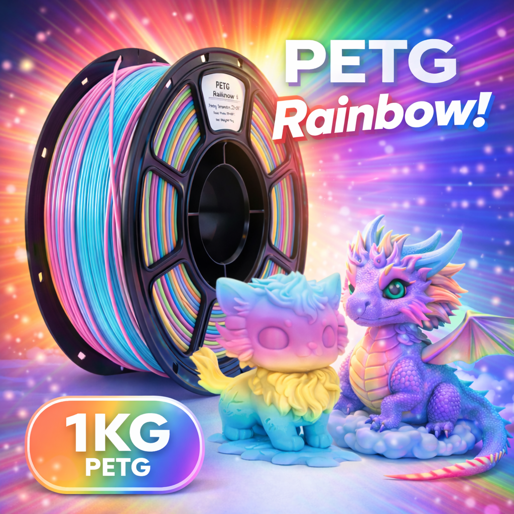 PETG Rainbow Filament 1.75mm, 3D Printer Filament 1kg Spool, Multicolor Silk Rai