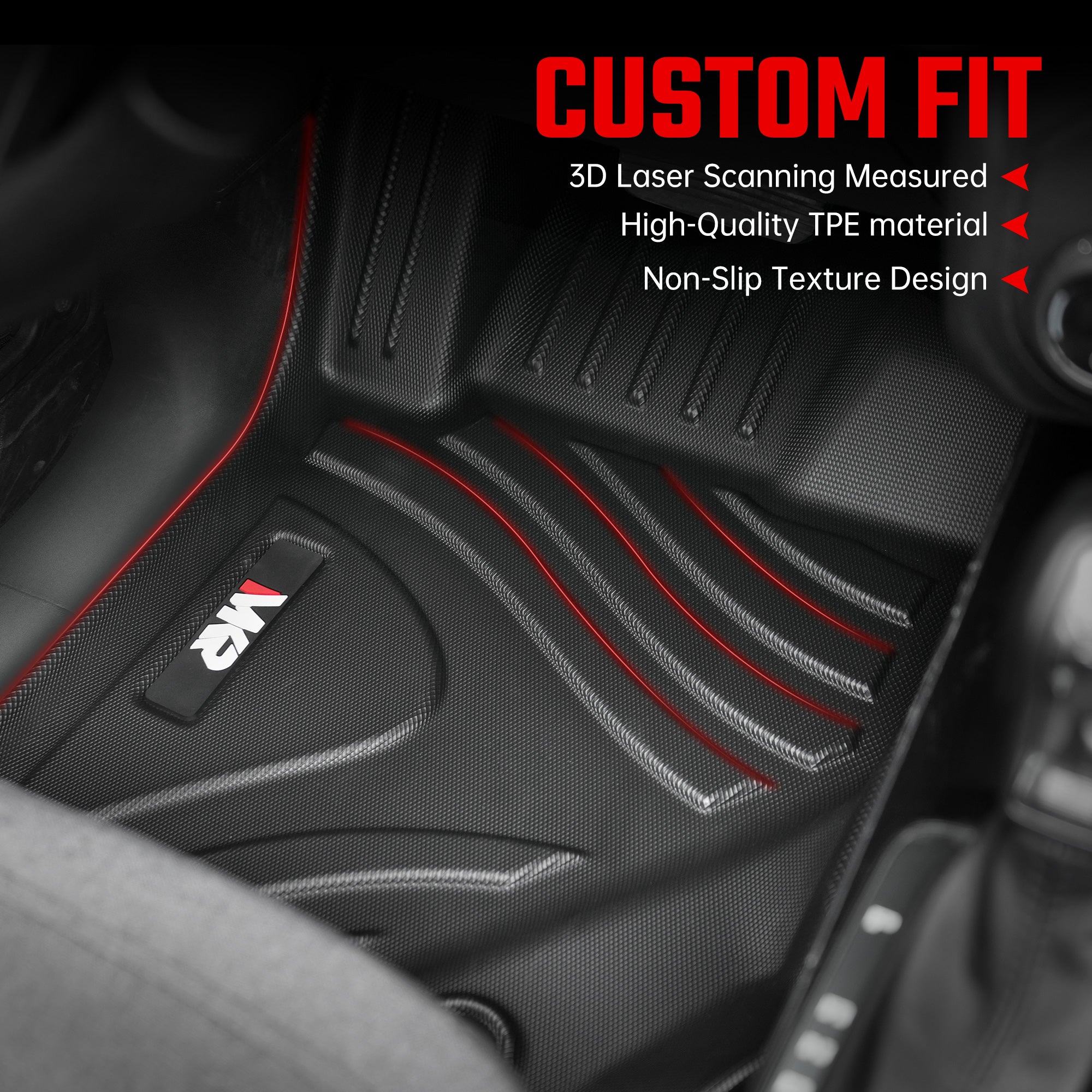 MKR Car Floor Mats For 2021-2023 Ford Bronco 4 Doors 3D TPE All-Weather Floor Ma