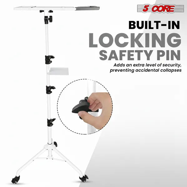 Projector Stand 29.5 To 71 Inch Adjustable Tripod 2 Shelves Portable Laptop Cart